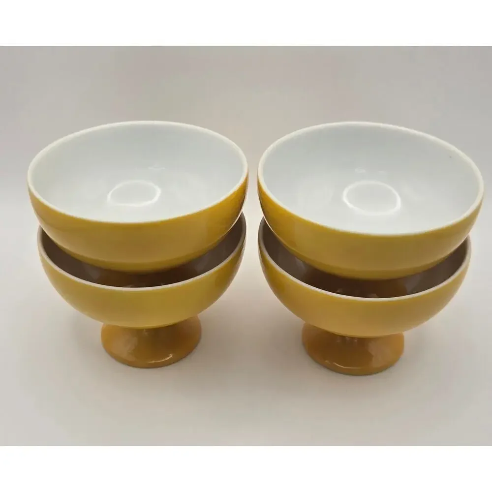 Mid- Century Yellow Ceramic Dessert Cups - Set of 4